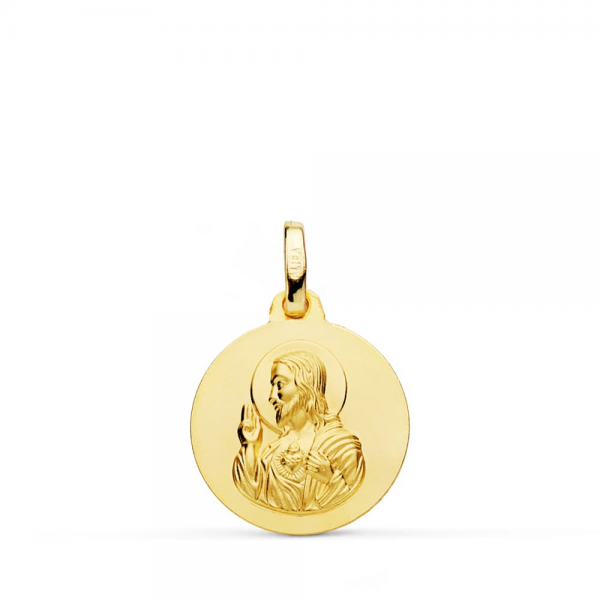 9K MEDALLA CORAZON DE JESUS LISO 14 MM