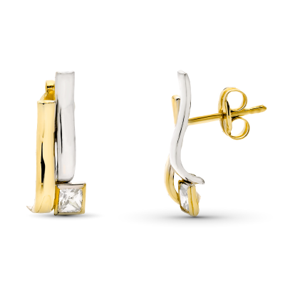 9K PENDIENTES BICOLOR 15X5 MM