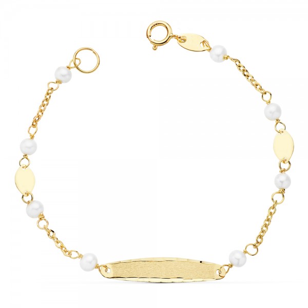 18K ESCLAVA COMUNION PERLA 3.5MM 15 CM