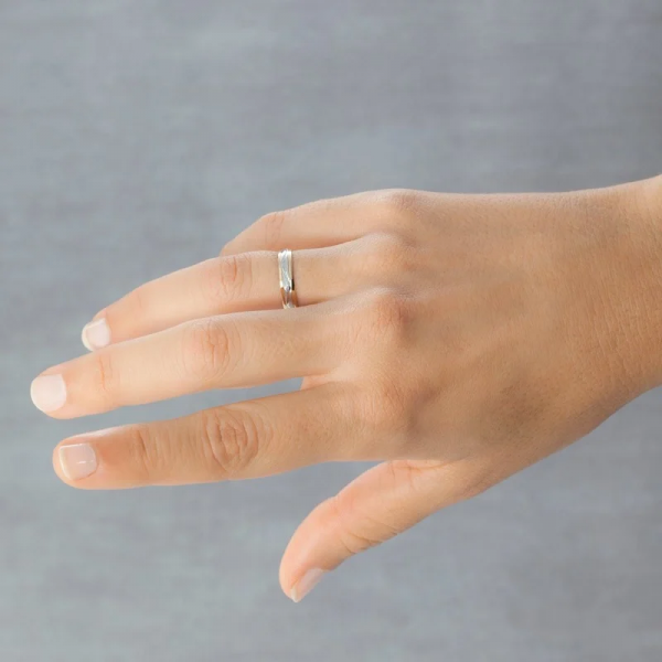 Alianza de boda oro bicolor zig-zag 4mm