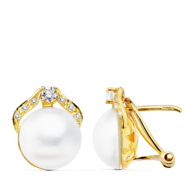 18K PENDIENTES PERLA...