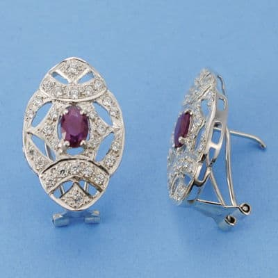 18K PENDIENTES PIEDRA FINA...