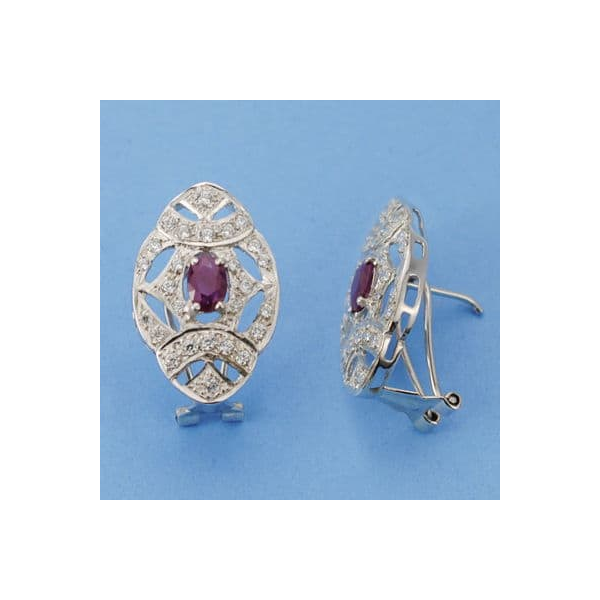 18K PENDIENTES PIEDRA FINA 24X14 MM