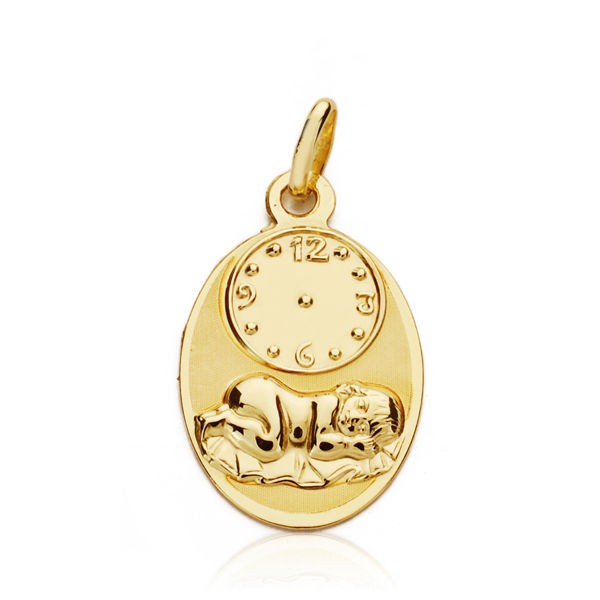 18K MEDALLA OVAL NIÑO DE LA HORA CON...