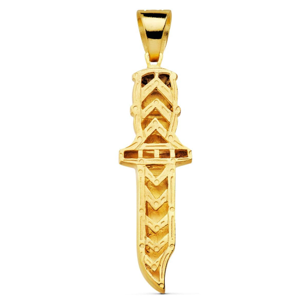 18K COLGANTE PUÑAL TALLADO 52X18 MM