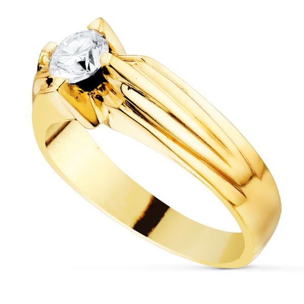 18K SOLITARIO ORO AMARILLO CABALLERO...