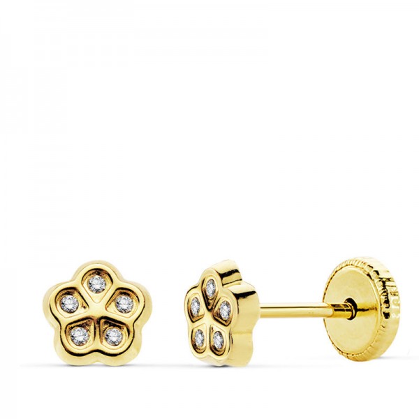 18K PENDIENTES ORO AMARILLO FLOR...