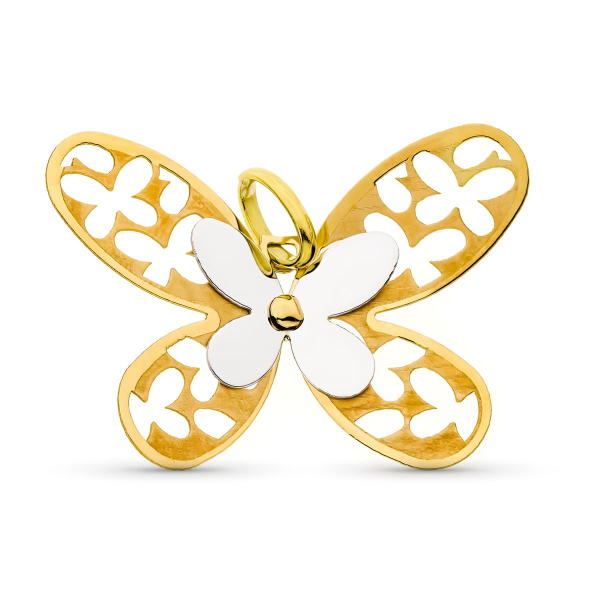 18K COLGANTE ORO BICOLOR MATE Y...