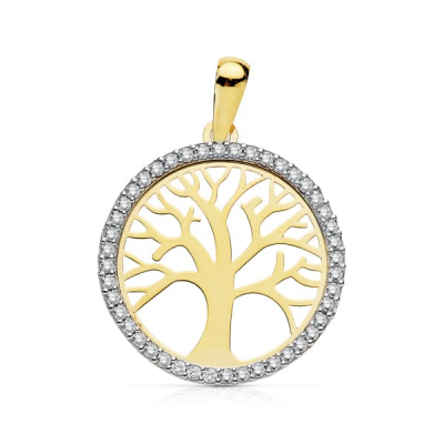 Colgante arbol de la vida en oro amarillo y oro blanco de 18k. La joya perfecta para ti o para regalar a mama.