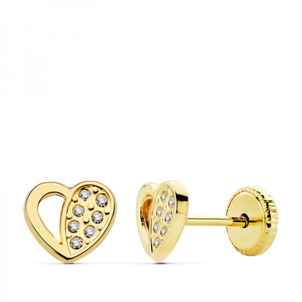18K PENDIENTES ORO AMARILLO CORAZON...