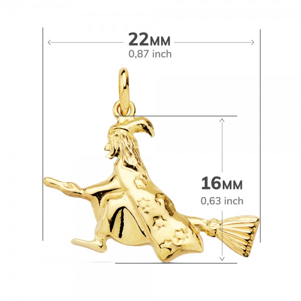 18K COLGANTE ORO AMARILLO BRUJA 22X16 MM