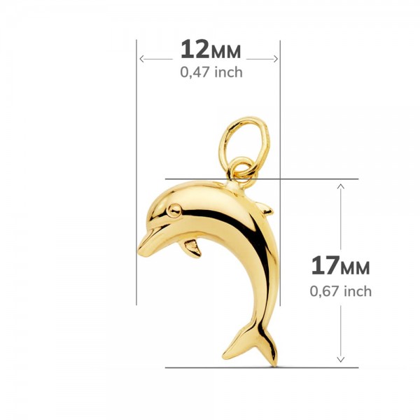 18K COLGANTE DELFIN LISO 17X12 MM