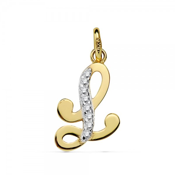 18K COLGANTE LETRA L CIRCONITAS 17X10 MM