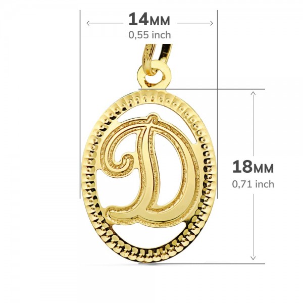 18K COLGANTE INICIAL LETRA D 21X14 MM