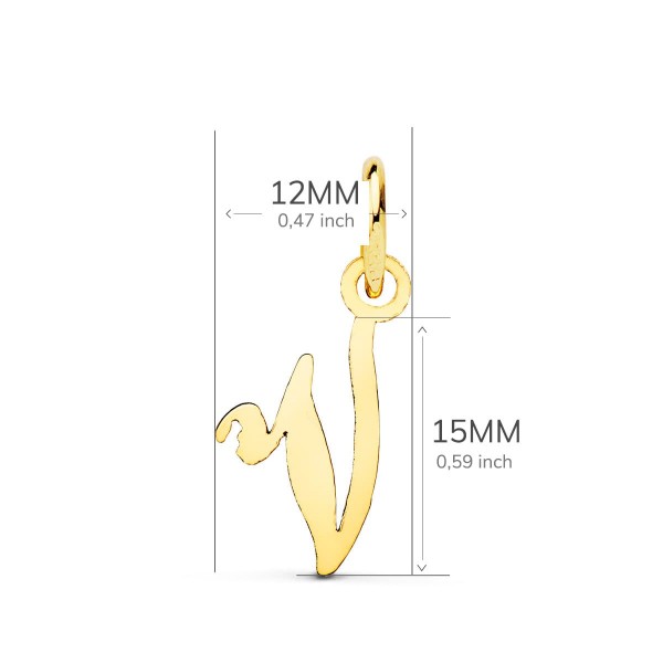 18K COLGANTE LETRA  V  15X12 MM