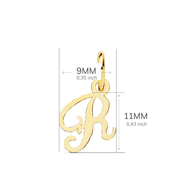 18K COLGANTE LETRA  R  11X9 MM