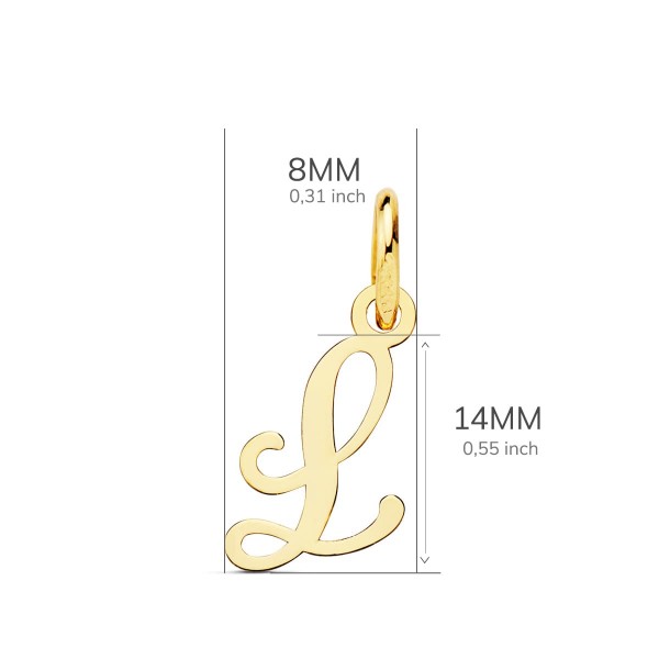 18K COLGANTE LETRA  L  . 10X8 MM