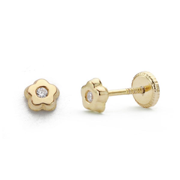 18K PENDIENTES ORO AMARILLO FLOR...