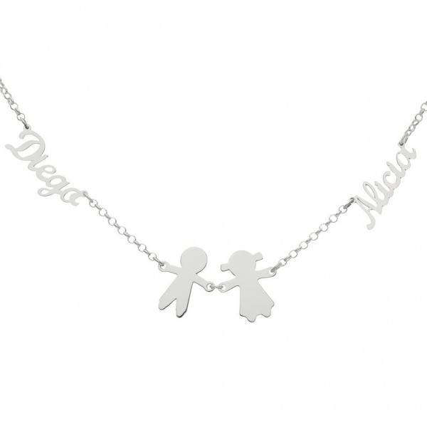 GARGANTILLA 2 NOMBRES + 2 NIÑOS PLATA...