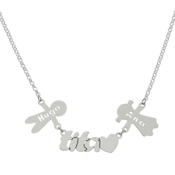 GARGANTILLA TITA + 2 NIÑOS PLATA 925MM