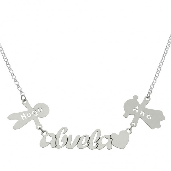 GARGANTILLA ABUELA + 2 NIÑOS PLATA 925MM