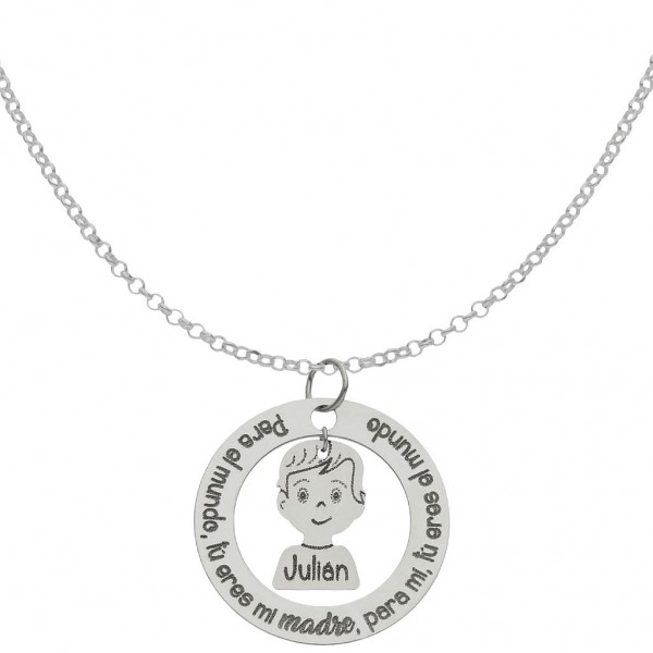 GARGANTILLA FRASE + NIÑO PLATA 925MM...