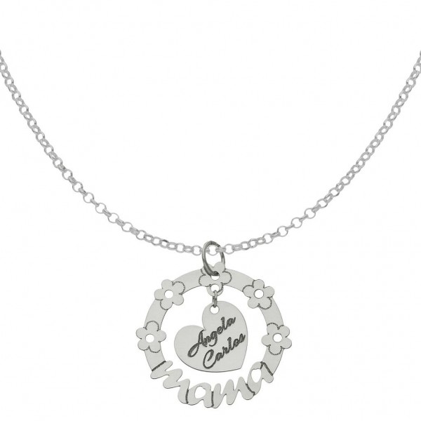 GARGANTILLA MAMA + FLORES PLATA 925MM