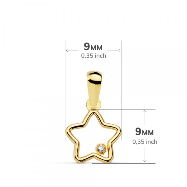 18K COLGANTE ESTRELLA CIRCONITA 9X9 MM