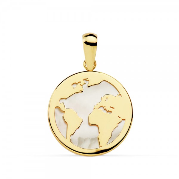 18K COLGANTE MAPAMUNDI NACAR 17 MM