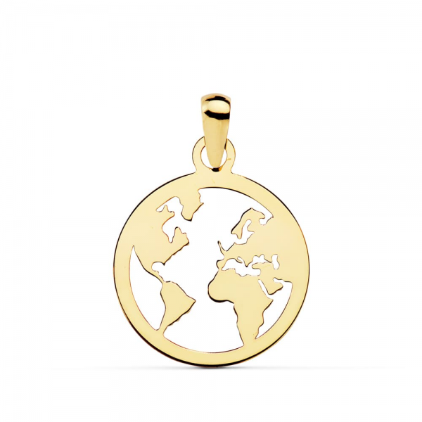 18K COLGANTE MAPAMUNDI CALADO 15 MM