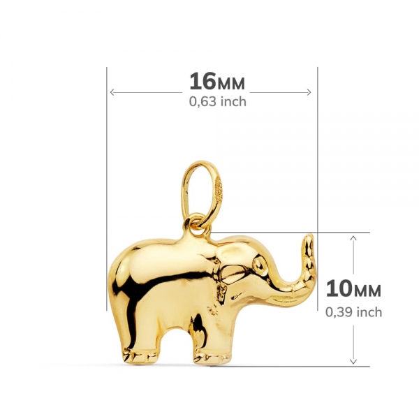 18K COLGANTE ELEFANTE LISO 16X10 MM