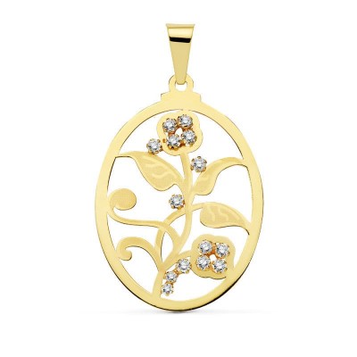18K COLGANTE OVAL FLOR...