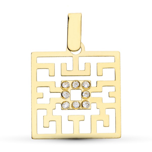 18K COLGANTE ORO AMARILLO LASER Y...