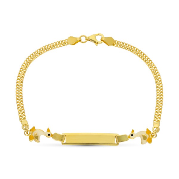 18K ESCLAVA ORO AMARILLO PATITOS 16 CM