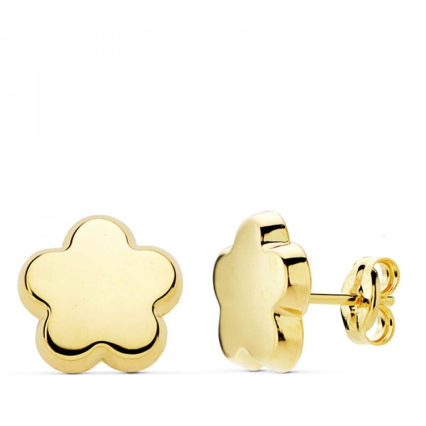 18K PENDIENTES ORO AMARILLO FLOR LISA...