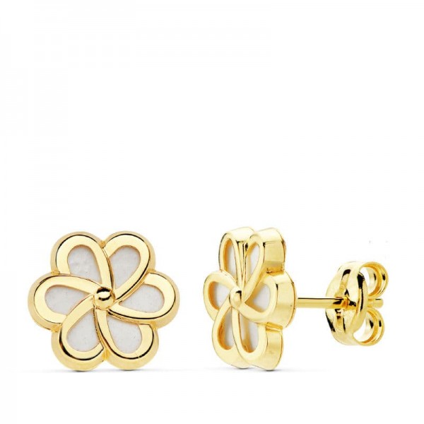 18K PENDIENTES ORO AMARILLO FLOR...