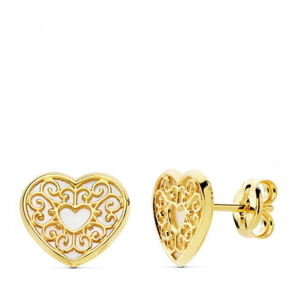 18K PENDIENTES ORO AMARILLO CORAZON...