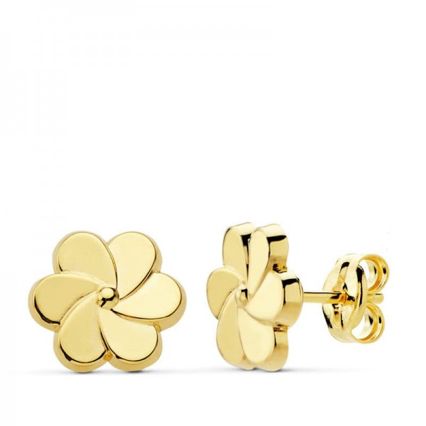 18K PENDIENTES ORO AMARILLO FLOR...