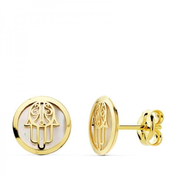 18K PENDIENTES MANO DE FATIMA 8 MM...