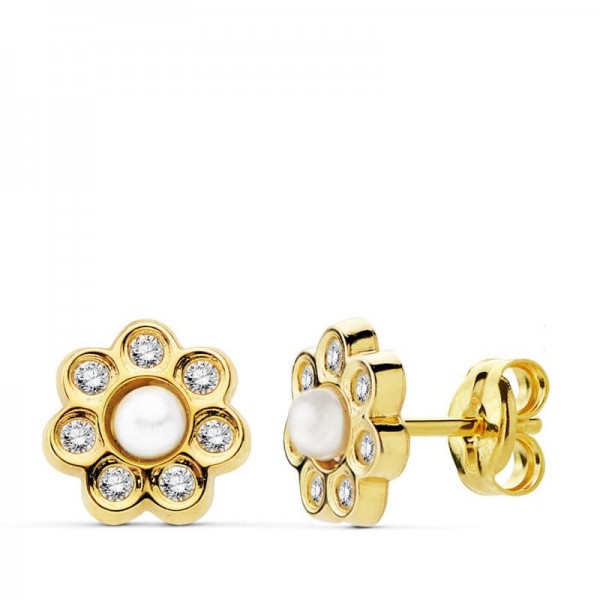 18K PENDIENTES ORO AMARILLO FLOR 7 MM...