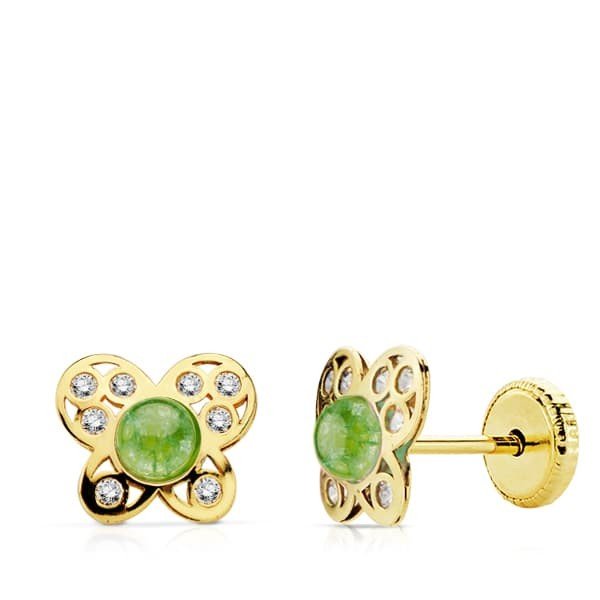 18K PENDIENTES ORO AMARILLO MARIPOSA...
