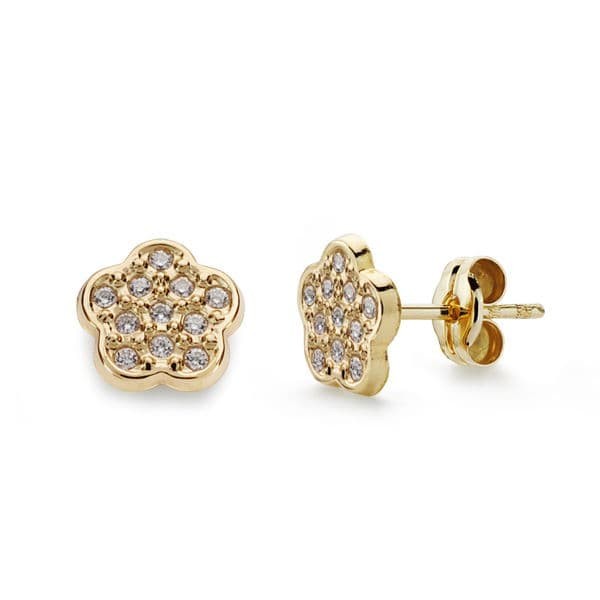 18K PENDIENTES ORO AMARILLO FLOR...