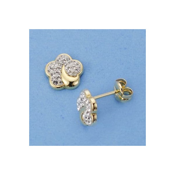 18K PENDIENTES ORO AMARILLO FLOR...