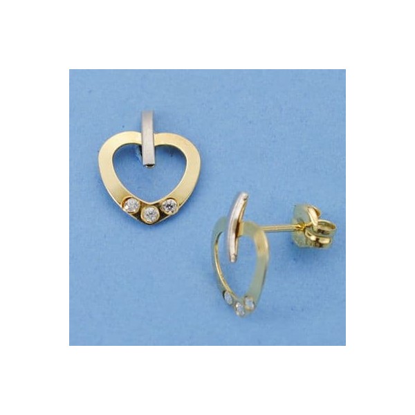 18K PENDIENTES ORO BICOLOR CORAZON...