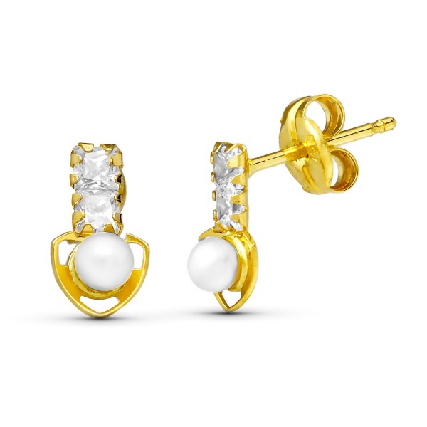 18K PENDIENTES ORO AMARILLO PERLA...