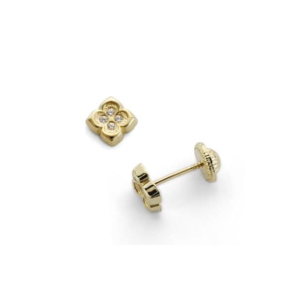 18K PENDIENTES ORO AMARILLO FLOR...