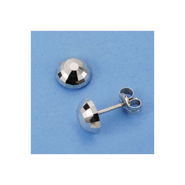 18K PENDIENTES ORO BLANCO MEDIA BOLA...