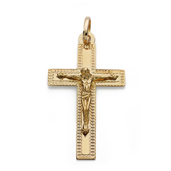 18K CRUZ ORO AMARILLO CON CRISTO...
