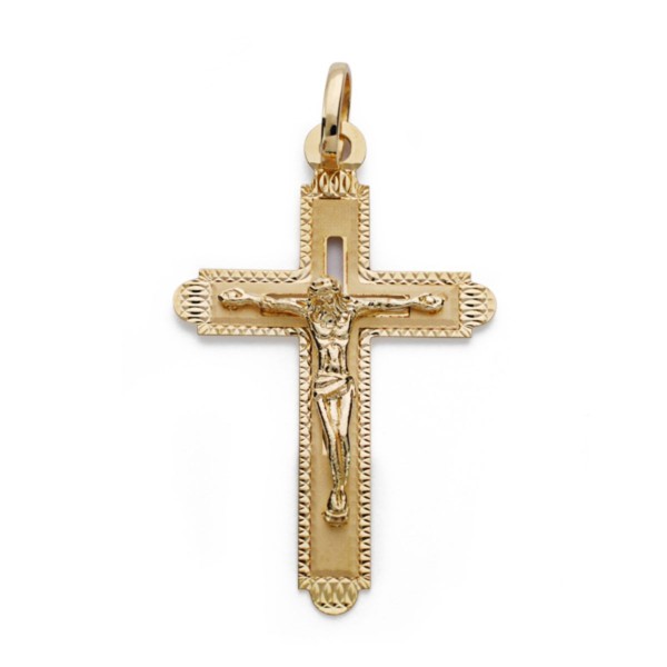 18K CRUZ ORO AMARILLO CON CRISTO...