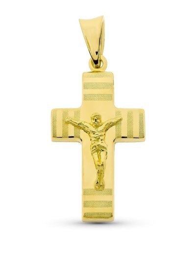18K CRUZ ORO AMARILLO HUECA...